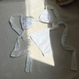 Sexy Solid Color Tie Lace-Up Two Pieces Bikini Swimsuit