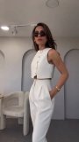Women's Spring And Summer Fashionable Sleeveless Cropped Vest High Waist Pants Women's Two-Piece Set