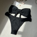 Solid Color Strapless Two Pieces Bikini Swimsuit
