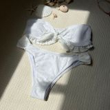 Solid Color Strapless Two Pieces Bikini Swimsuit
