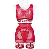 Temptation See-Through Sexy Net Clothes Women's Sexy Four-Piece Lingerie Set