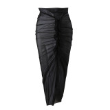 Color Block Sexy Floral Strapless Two Piece Bikini Mesh Long Skirt Three-Piece Swimsuit