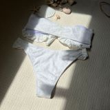 Solid Color Strapless Two Pieces Bikini Swimsuit