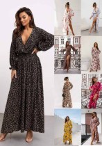 Autumn Fashionable Long Sleeve V-Neck Printed Dress Autumn Fashionable Long Sleeve V-Neck Printed Dress