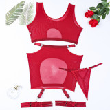Temptation See-Through Sexy Net Clothes Women's Sexy Four-Piece Lingerie Set