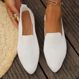 Summer Plus Size Women's Flat Pointed Toe Knit Casual Comfortable Shoes