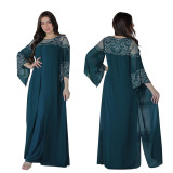 Women Beaded jalabiya dress Muslim robe two piece set