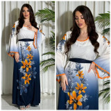 Women Beaded Printed Muslim Dresses Dubai Arabian Abayas