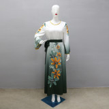 Women Beaded Printed Muslim Dresses Dubai Arabian Abayas