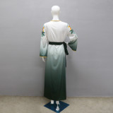 Women Beaded Printed Muslim Dresses Dubai Arabian Abayas