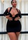 Women Halter Neck Sexy Mesh Patchwork Long Sleeve Bodycon Dress