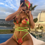 Women Strappy Sexy Printed Hijab Bikini Swimsuit Two Pieces