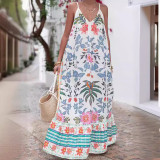 Plus Size Women suspender print Holidays loose dress