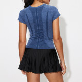 Women Round Neck Yoga Wear Short Sleeve Top