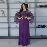 Women Beaded jalabiya dress Muslim robe two piece set
