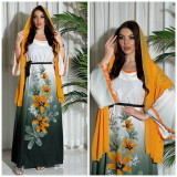 Women Beaded Printed Muslim Dresses Dubai Arabian Abayas