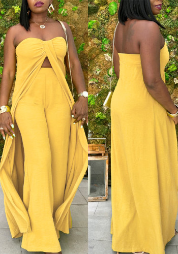 Women Strapless Top and Pant Two-piece Set