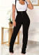 Women's Fashionable Solid Color Pleated Zipper Pile Leg Jumpsuit