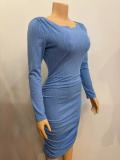 Women Long Sleeve Backless Midi Bodycon Dress