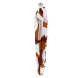 Women Turndown Collar Loose Irregular Print Jumpsuit
