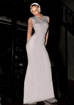 Women's Summer Solid Color Casual Zipper Sleeveless Slim Women's Long Dress Women's Summer Solid Color Casual Zipper Sleeveless Slim Women's Long Dress