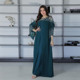 Women Beaded jalabiya dress Muslim robe two piece set