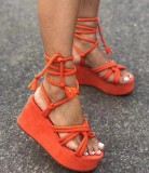 Women's Shoes Summer Lace-Up Wedge Sandals Women's Plus Size Platform Shoes