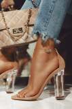 High-Heeled Fashion Sandals Summer Round Toe Thick Heel One-Line Buckle Sandals