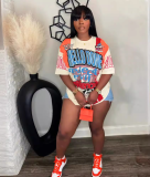 Women Round Neck Loose Letter Printed Short Sleeve T-Shirt