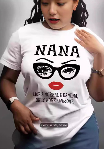 Printed Round Neck T-Shirt Spring Summer Casual Short-Sleeved Round Neck Women's Top