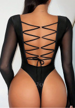 Low Back Solid Color Sexy One-Piece Swimsuit