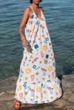 Plus Size Women suspender print Holidays loose dress