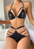 Sexy Lingerie  Sexy Hollow Black Bra Thong Two Piece Set