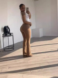 Women's Spring Summer Color Matching Sports Dance Fitness Yoga Short-Sleeved Two-Piece Pants Set