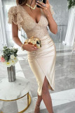 Women Casual Short Sleeve Slit Dress
