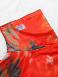 Plus Size Women Casual Tie Dye Print Top and Shorts Two-piece Set
