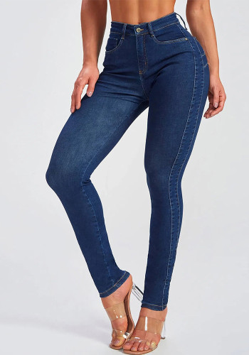 Women Washed Stretch Denim Pants