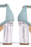 High-Heeled Fashion Sandals Summer Round Toe Thick Heel One-Line Buckle Sandals