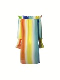 Women's Chiffon Colorful Printed Irregular Off-Shoulder Off Shoulder Jumpsuit