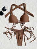 Women BikiniSolid Sexy Lace-Up Swimwear