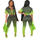 Women sexy gradient Top and Pant two-piece set