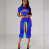Women Print Short Sleeve Dress