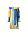Women's Chiffon Colorful Printed Irregular Off-Shoulder Off Shoulder Jumpsuit