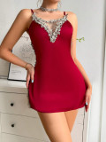 Women Emb Lace Patchwork Dress Sexy lingerie
