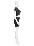 Fashionable Women's Clothing Solid Color Cotton Blending Short Sleeve High-Waisted Two-Piece Shorts Set