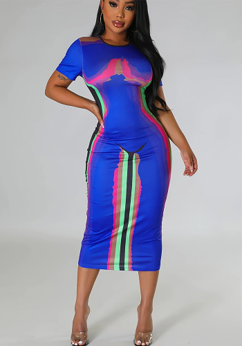 Women Print Short Sleeve Dress