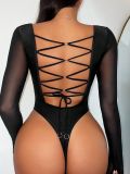 Low Back Solid Color Sexy One-Piece Swimsuit