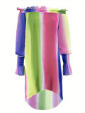 Women's Chiffon Colorful Printed Irregular Off-Shoulder Off Shoulder Jumpsuit