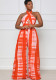 Women Zipper Casual Sleeveless Camisole Printed Jumpsuit