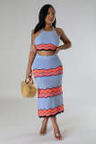 Women Knitting stretch Crop Top and Skirt two-piece set